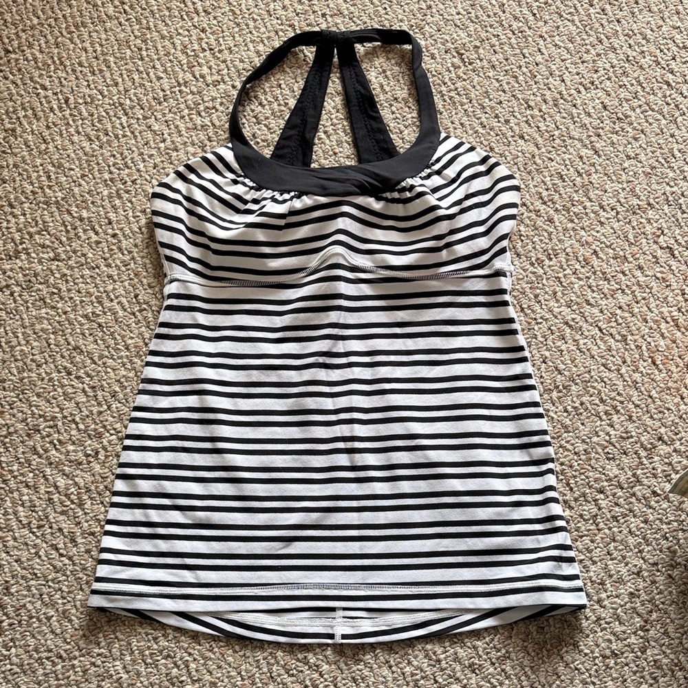 lululemon athletica Black and White Striped Camisole